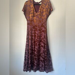 Taylor Purple and Brown Floral Maxi Dress